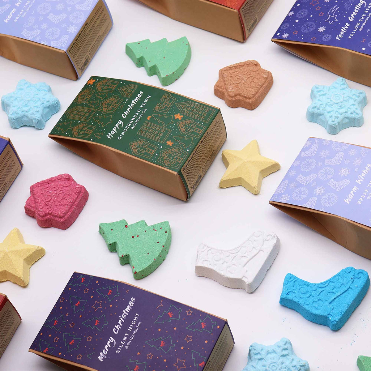 Gingerbread Town – Kerst Bruisballen Geschenkset 4 stuks