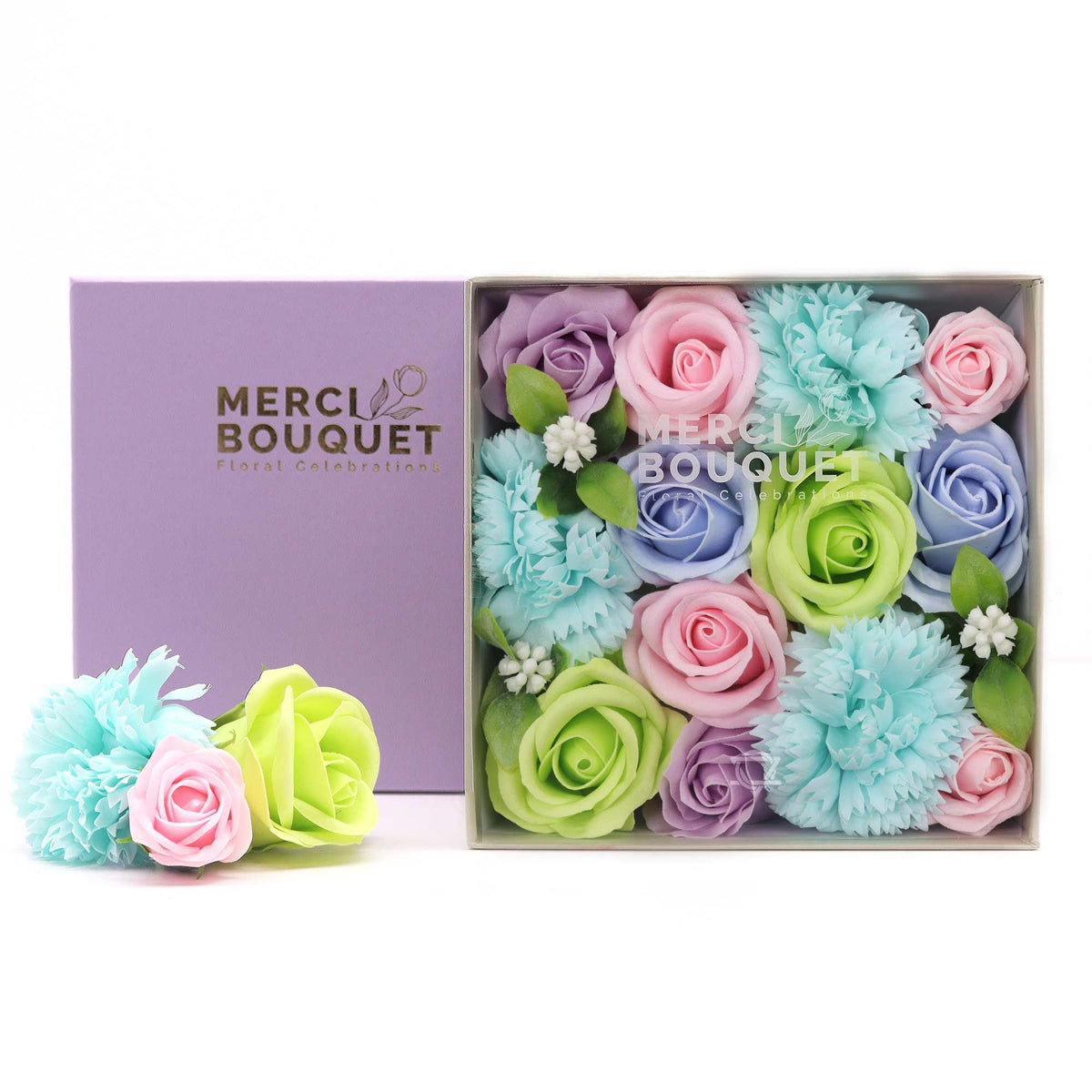 Baby Blessings – Blauwe Zeepbloemen in Geschenkdoos