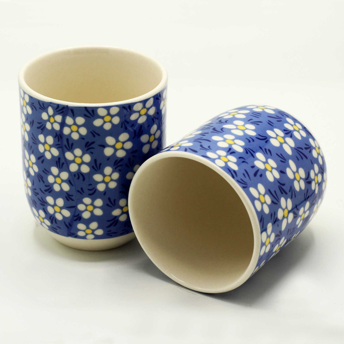 Keramische Theekopjes Blue Daisy – Set van 6
