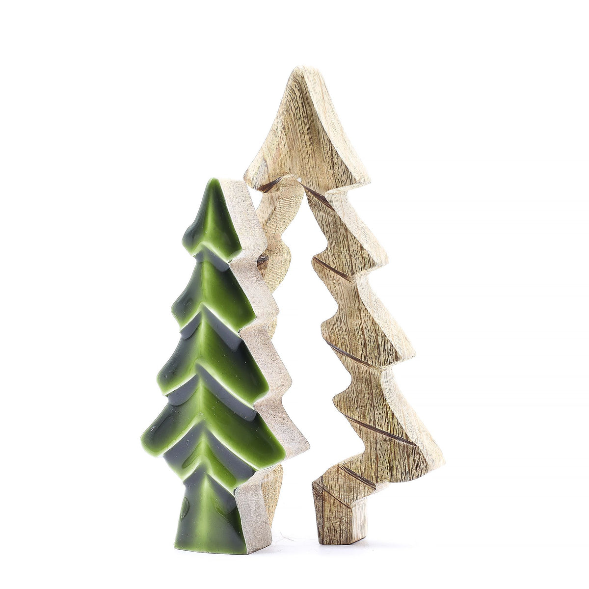 Mango Houten Kerstboom met Groen Emaille – 15 cm