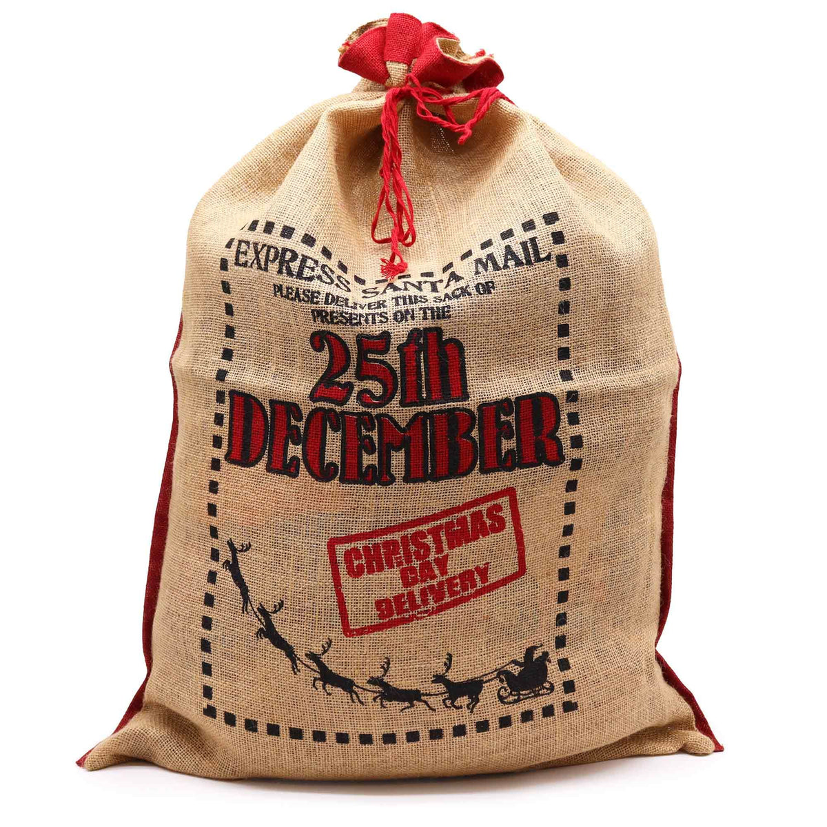 Grote Jute Kerstzak 25th December – 76 × 55 cm