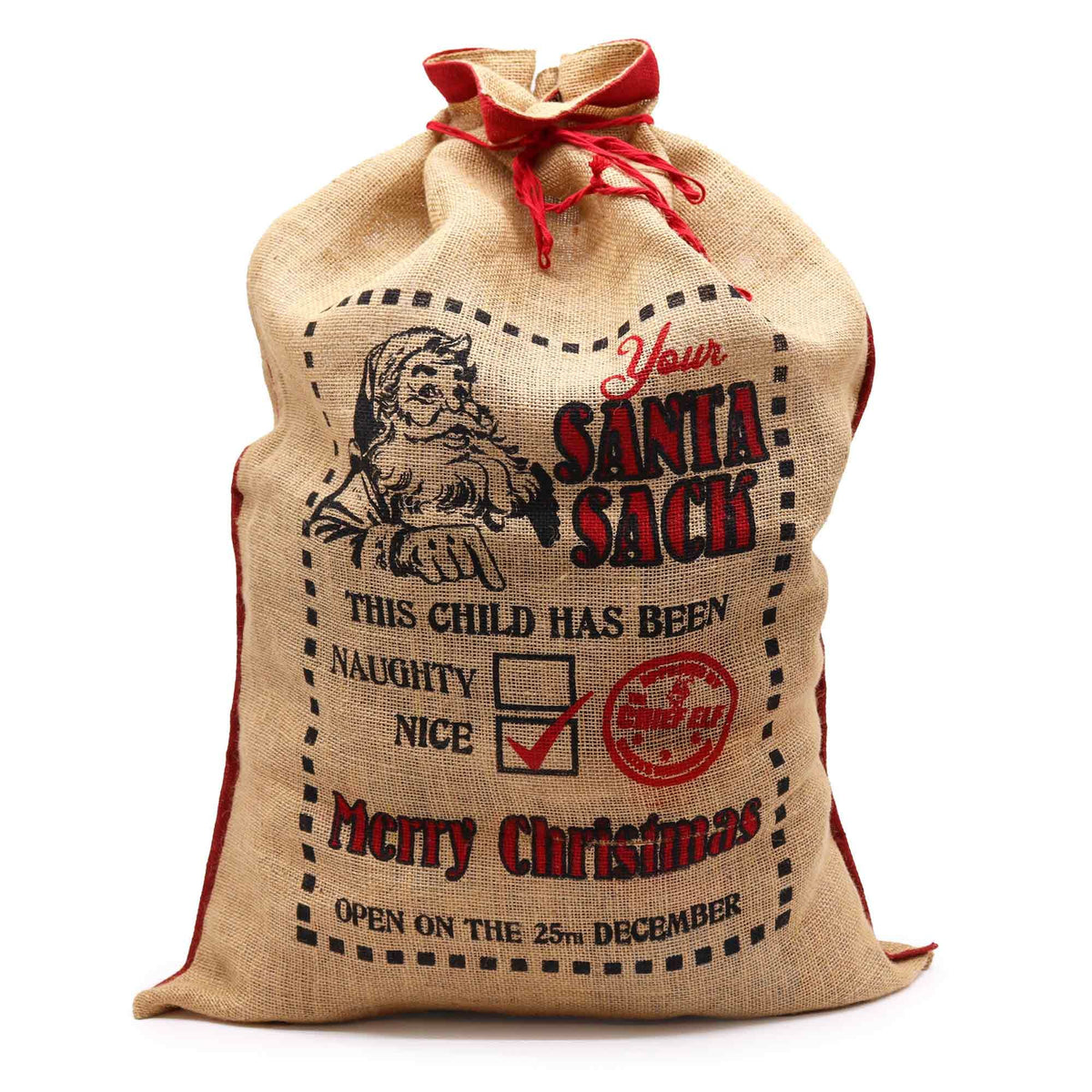 Grote Jute Kerstzak This Child Has Been Nice – 76 × 55 cm