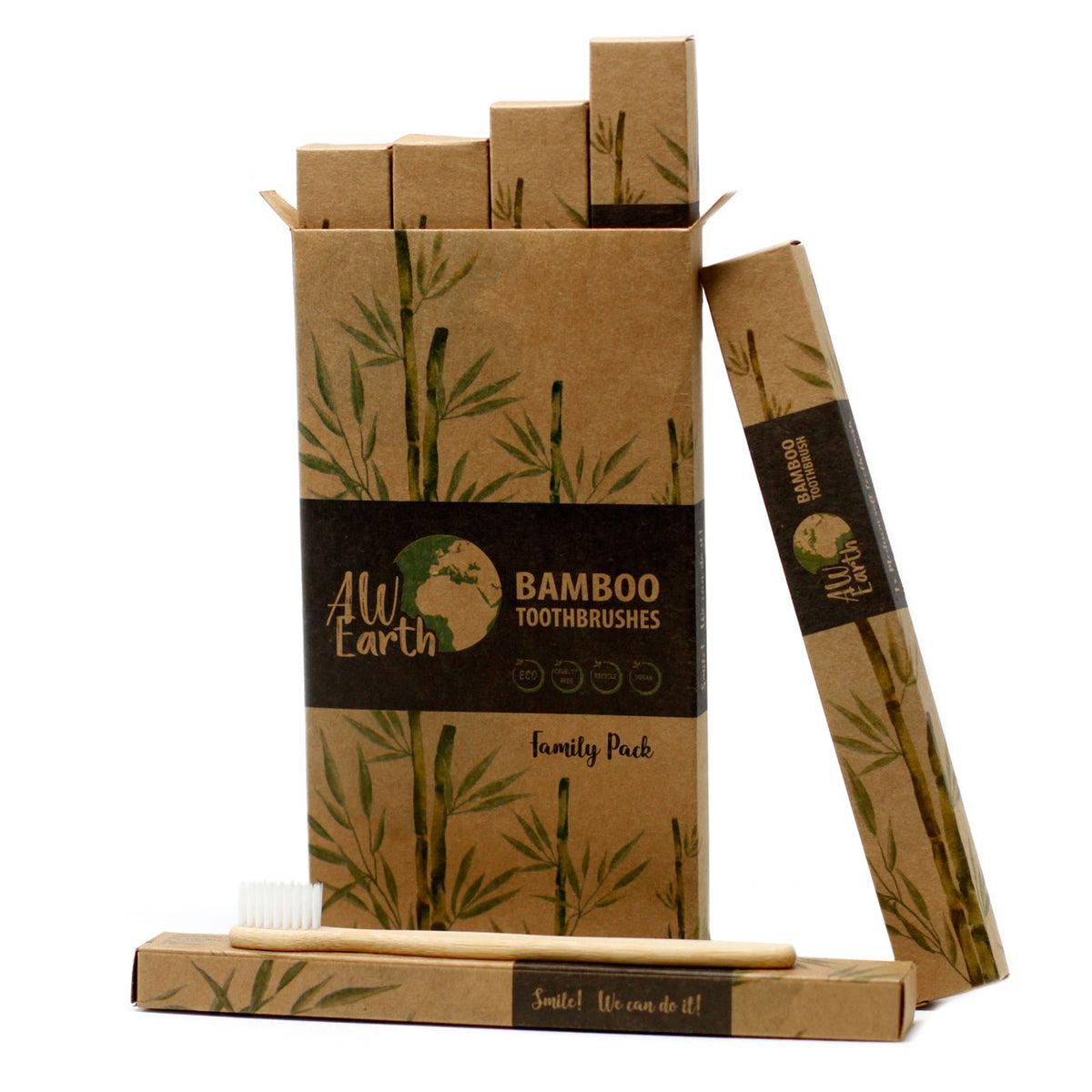 Bamboe Tandenborstels Familiepak – 4 stuks