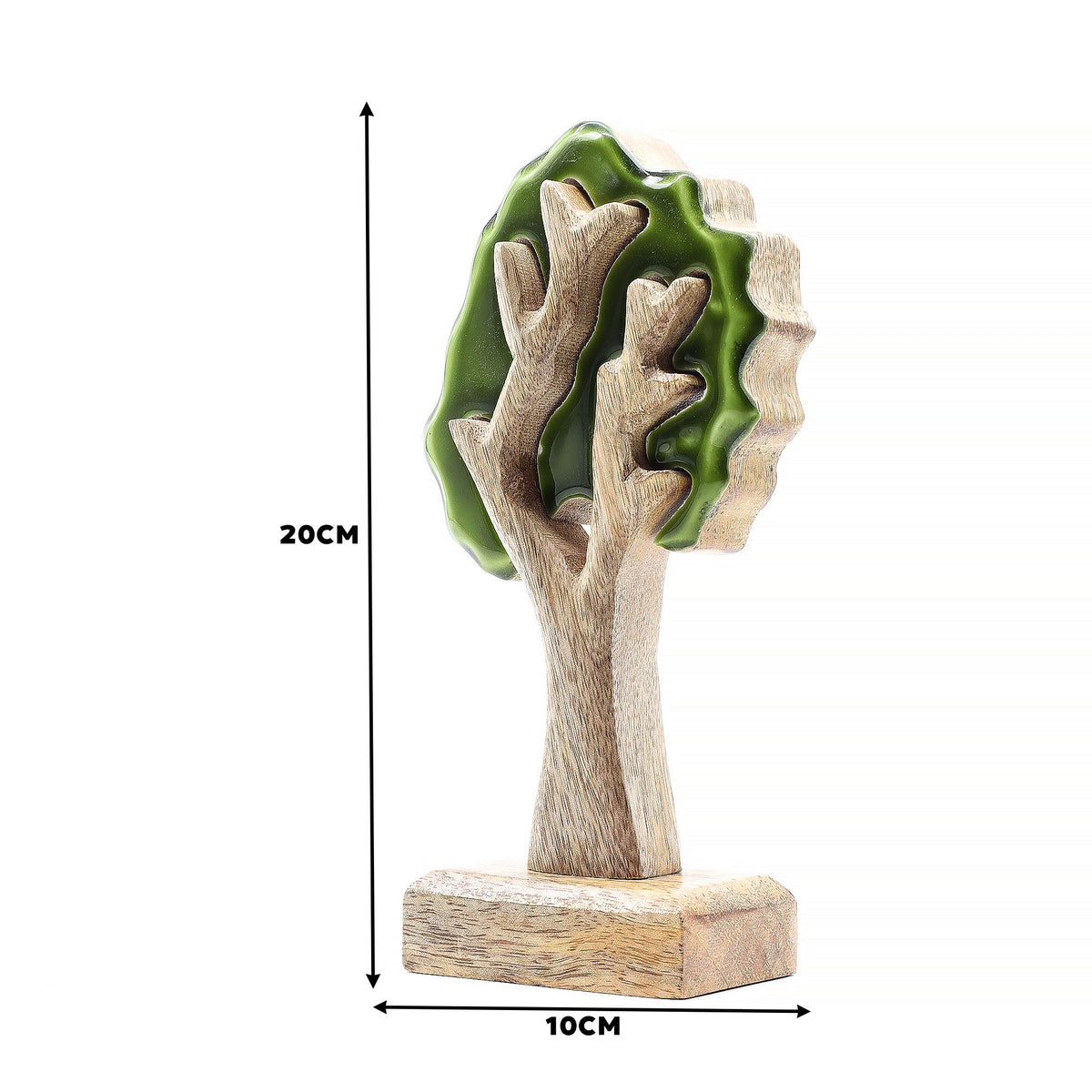 Mango Houten Decoratieboom met Groen Emaille – 20 cm