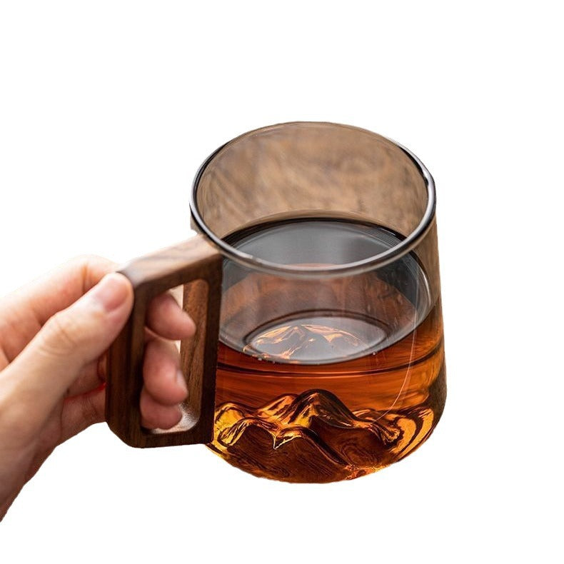 Glazen Thee- & Koffiekop met Houten Handvat