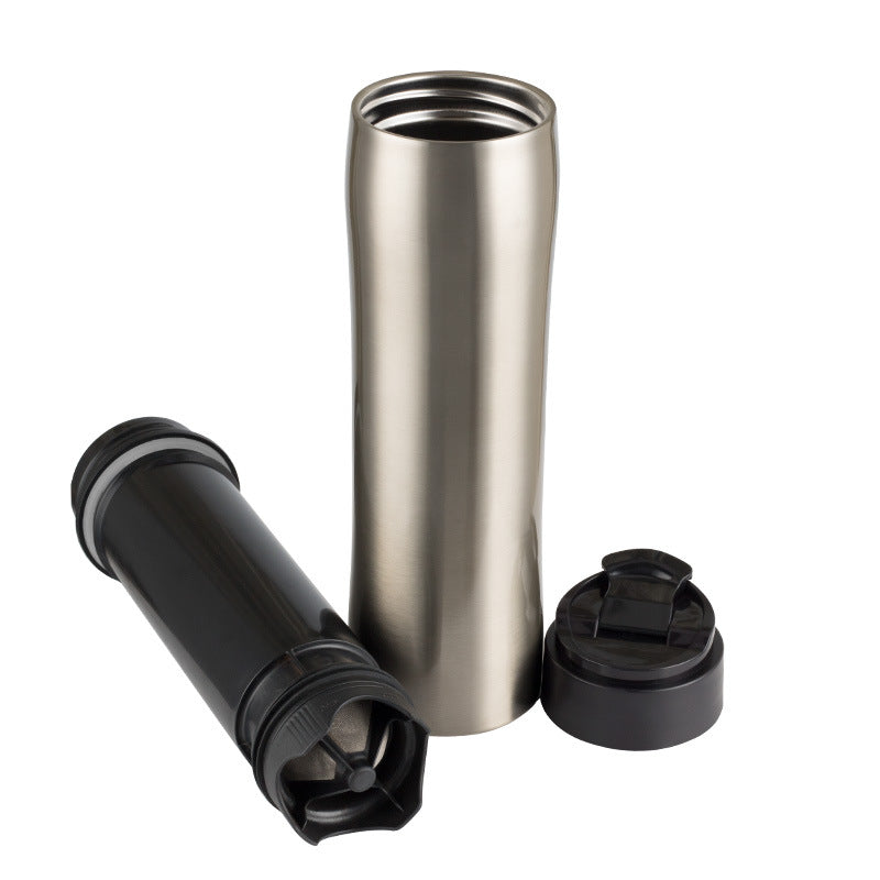 RVS French Press Koffiemaker – Draagbare Drukpot voor Verse Koffie, Ideaal voor Reizen & Kamperen