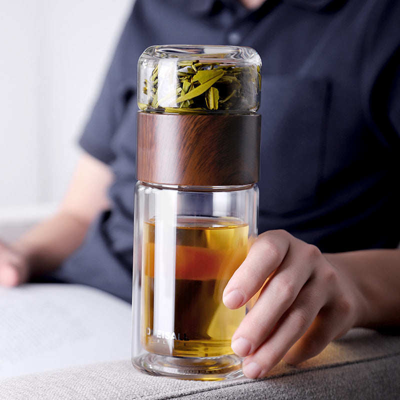 Glazen Theekop met Infuser – Gescheiden Thee- & Waterbeker voor Perfecte Losse Thee