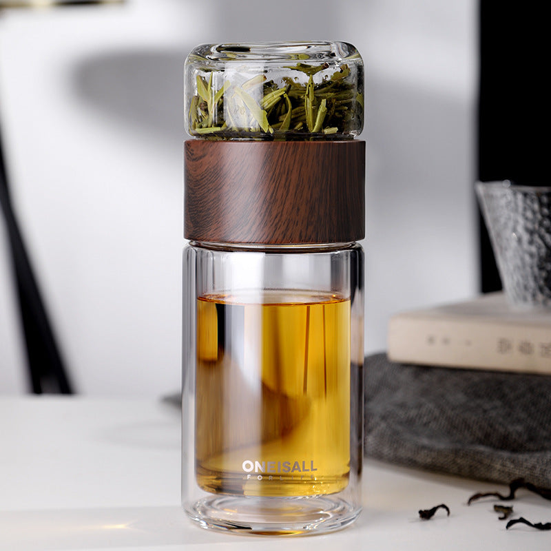 Glazen Theekop met Infuser – Gescheiden Thee- & Waterbeker voor Perfecte Losse Thee