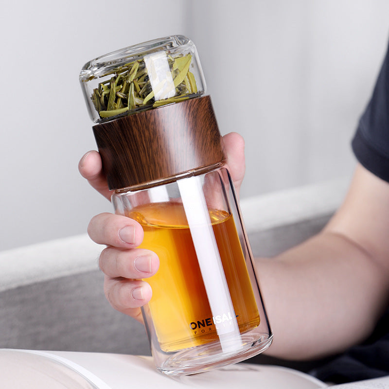 Glazen Theekop met Infuser – Gescheiden Thee- & Waterbeker voor Perfecte Losse Thee