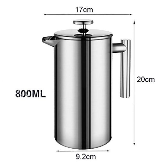 RVS French Press Koffiemaker – Stijlvolle Roestvrijstalen Cafetière voor Rijke & Aromatische Koffie
