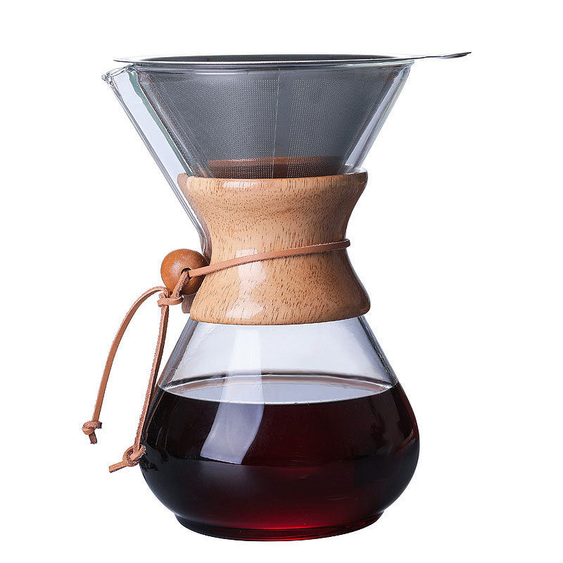 Glazen Pour-Over Koffiemaker – Handmatige Slow Coffee Dripper met RVS Filter