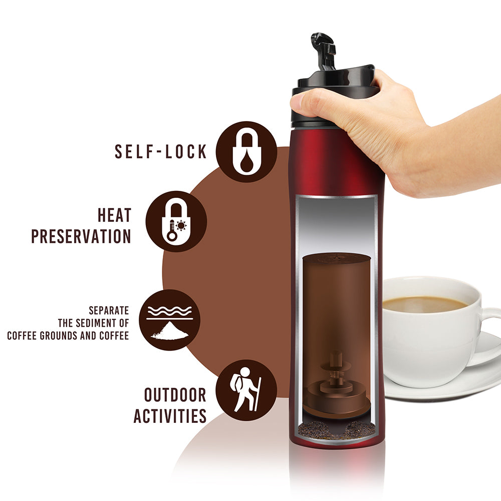RVS French Press Koffiemaker – Draagbare Drukpot voor Verse Koffie, Ideaal voor Reizen & Kamperen