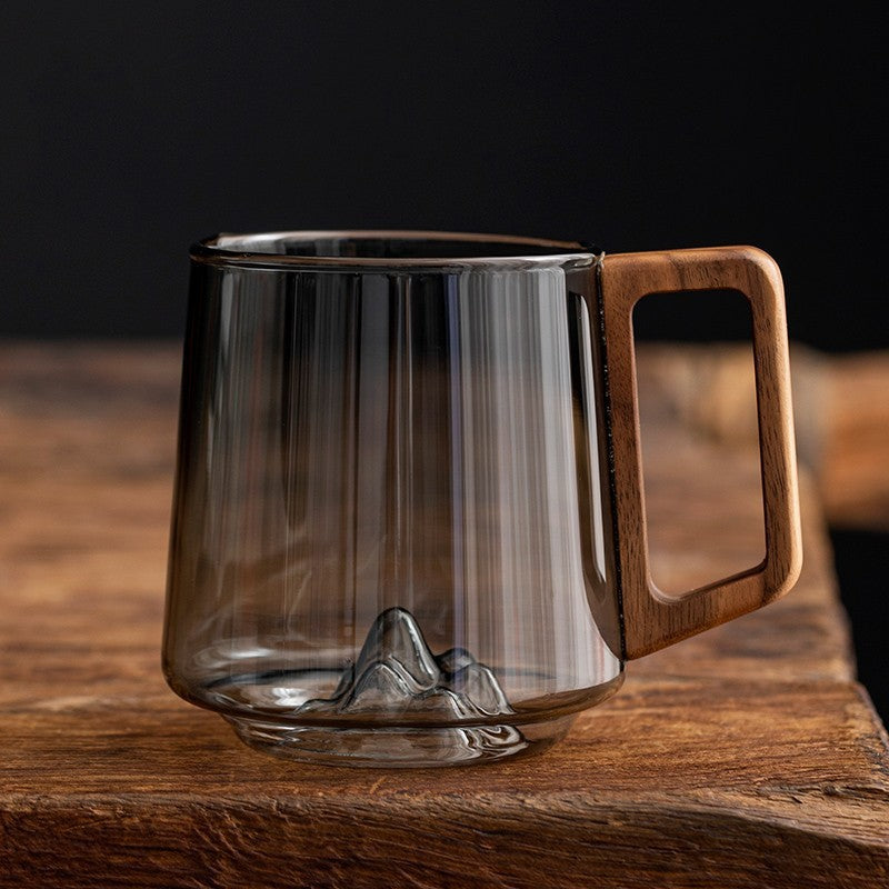 Glazen Thee- & Koffiekop met Houten Handvat