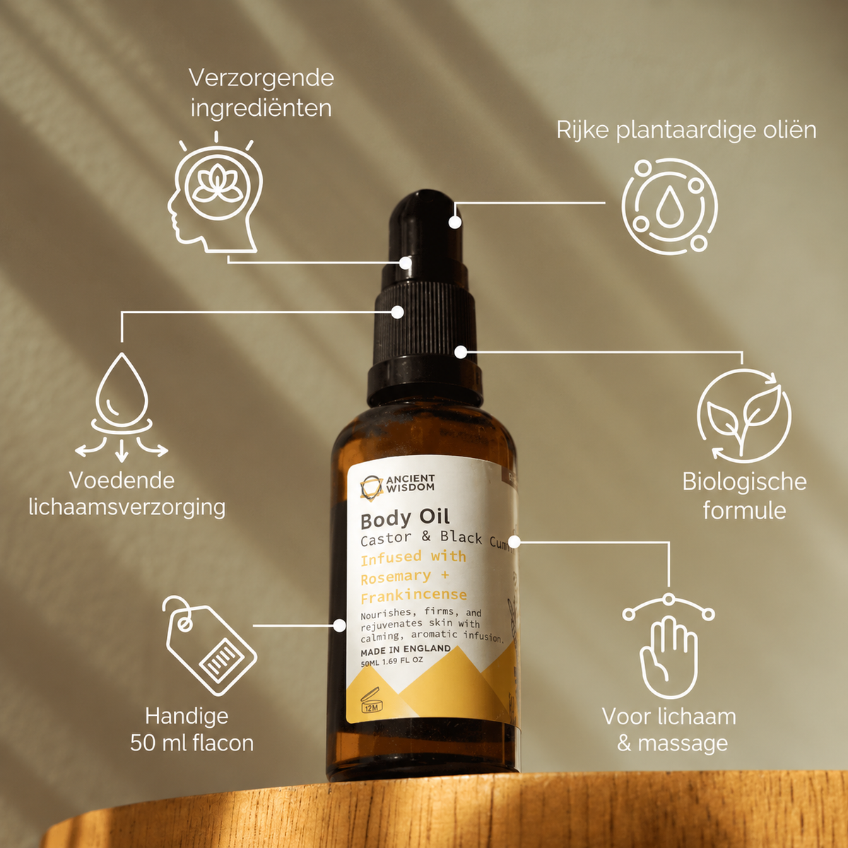 Biologische Lichaamsolie – Rozemarijn & Wierookhars – 50 ml