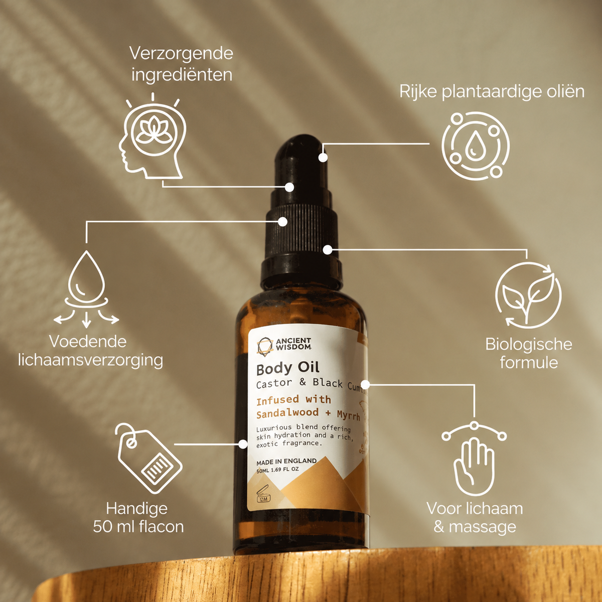 Biologische Lichaamsolie – Sandelhout & Mirre – 50 ml