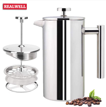 RVS French Press Koffiemaker – Stijlvolle Roestvrijstalen Cafetière voor Rijke & Aromatische Koffie