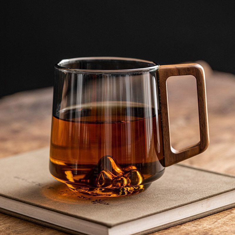 Glazen Thee- & Koffiekop met Houten Handvat