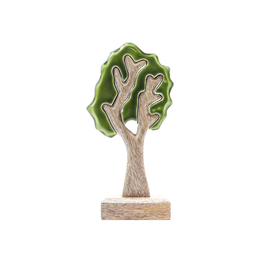 Mango Houten Decoratieboom met Groen Emaille – 20 cm