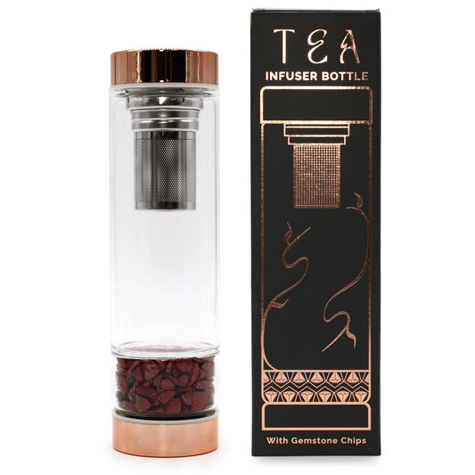 Glazen Thee Infuserfles met Natuursteen – Rode Jaspis