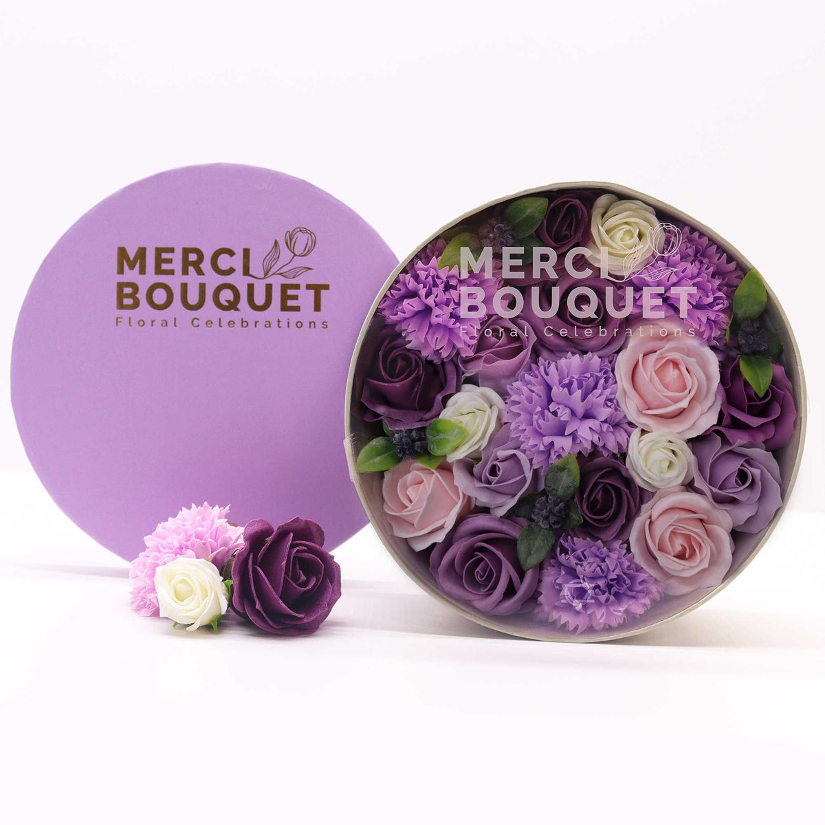 Lavender Rose & Carnation – Lavendelkleurige Zeepbloemen