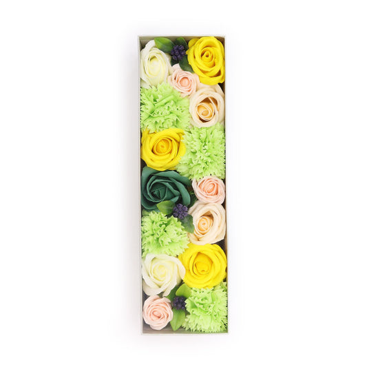 Spring Celebrations – Gele & Groene Zeepbloemen in Geschenkdoos
