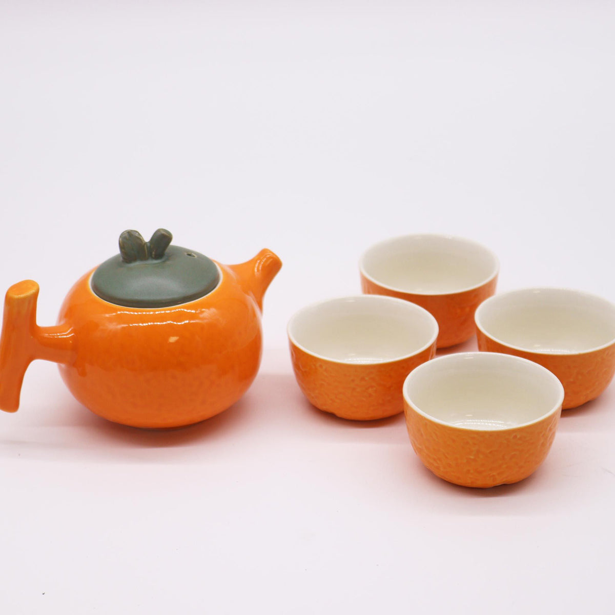 Keramische Theeset Warm Orange – Theepot & 4 Kopjes