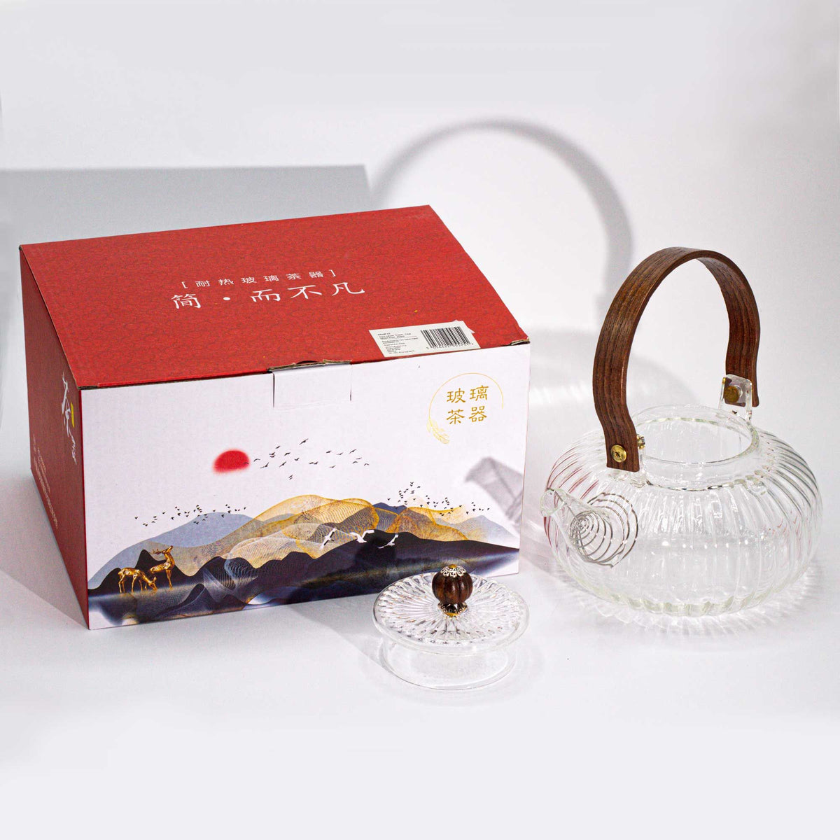 Glazen Theepot met Houten Handvat – 850 ml