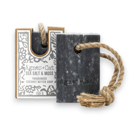 Agnes + Cat Zeep aan Koord – Sea Salt &amp; Moss – 150 g