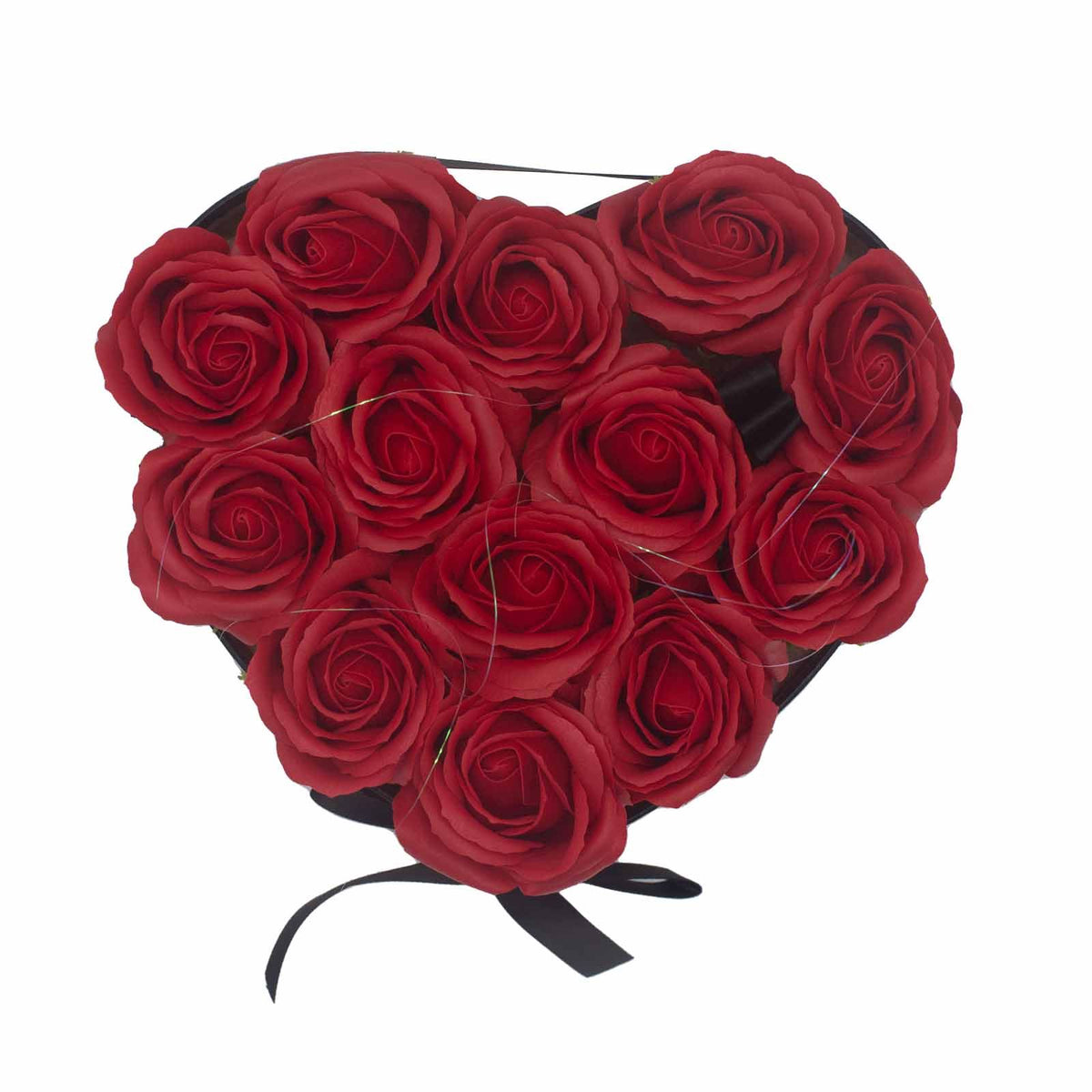 Zeepbloemen Geschenkboeket – 13 Rode Rozen in Hartvorm