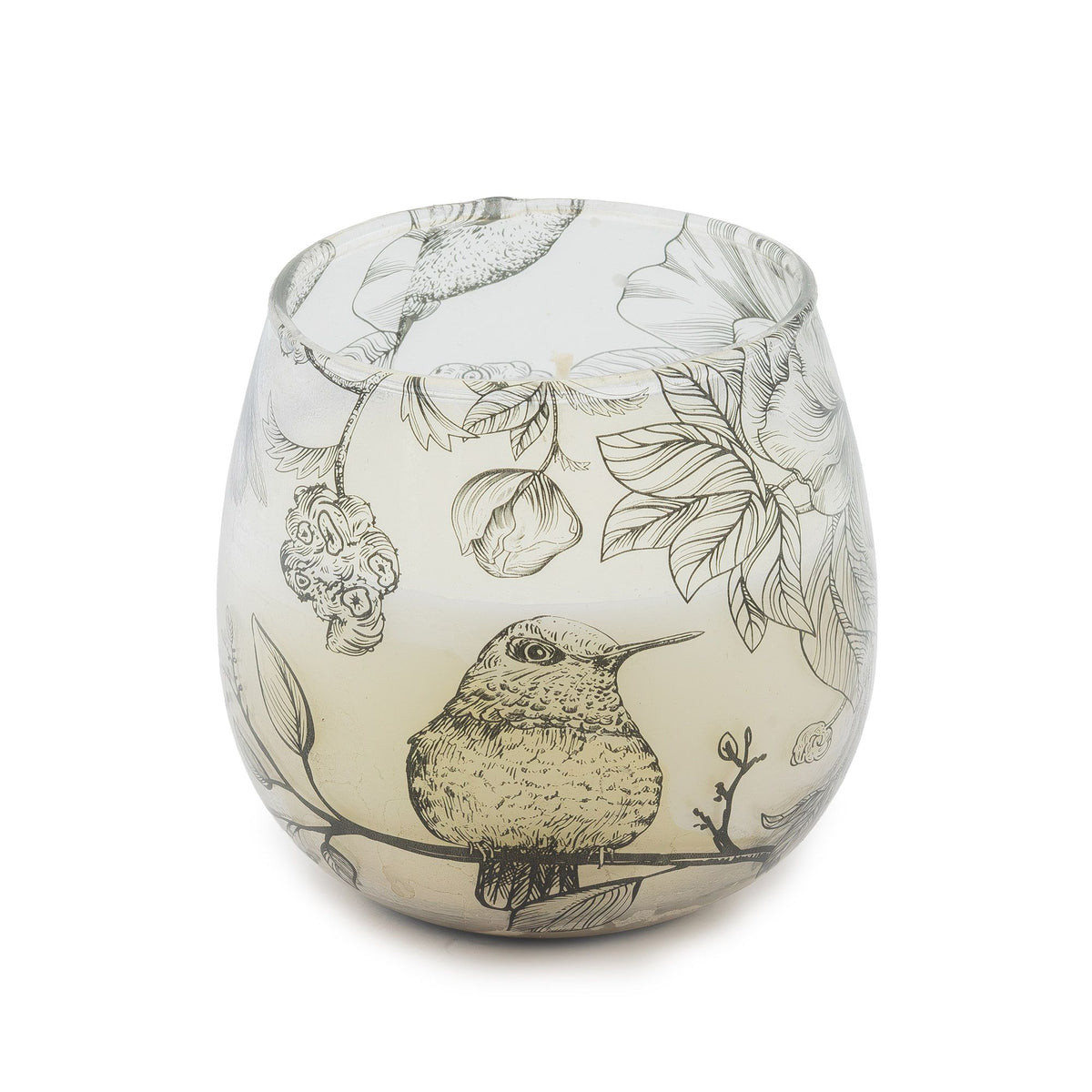 Drawn by Flame Glazen Kaars Small – Botanische Vogelillustraties