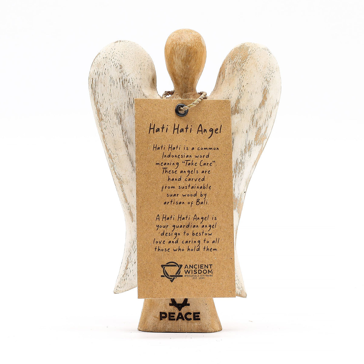 Hati-Hati Houten Engel Peace – 15 cm