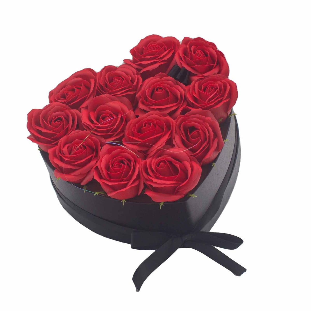 Zeepbloemen Geschenkboeket – 13 Rode Rozen in Hartvorm