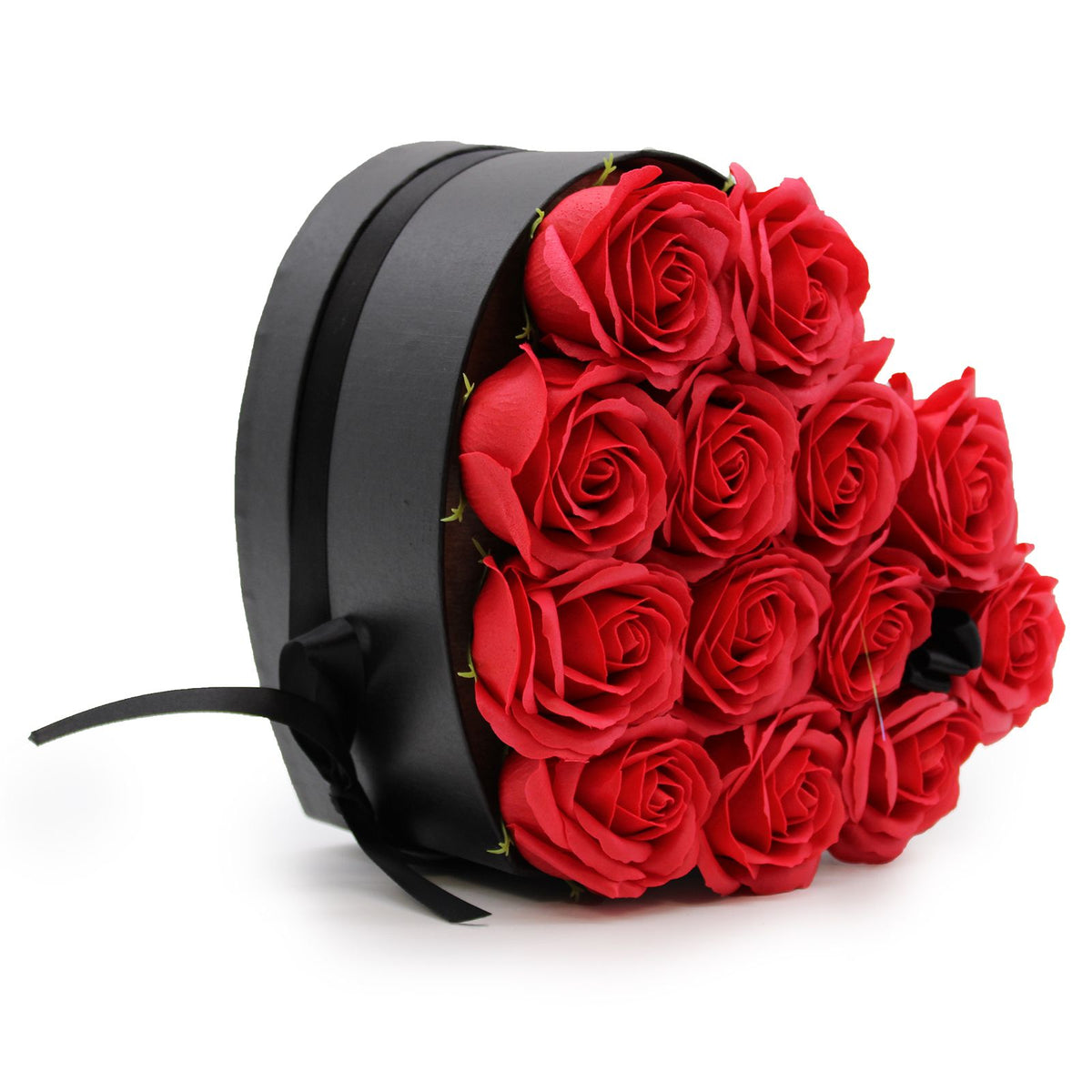 Zeepbloemen Geschenkboeket – 13 Rode Rozen in Hartvorm