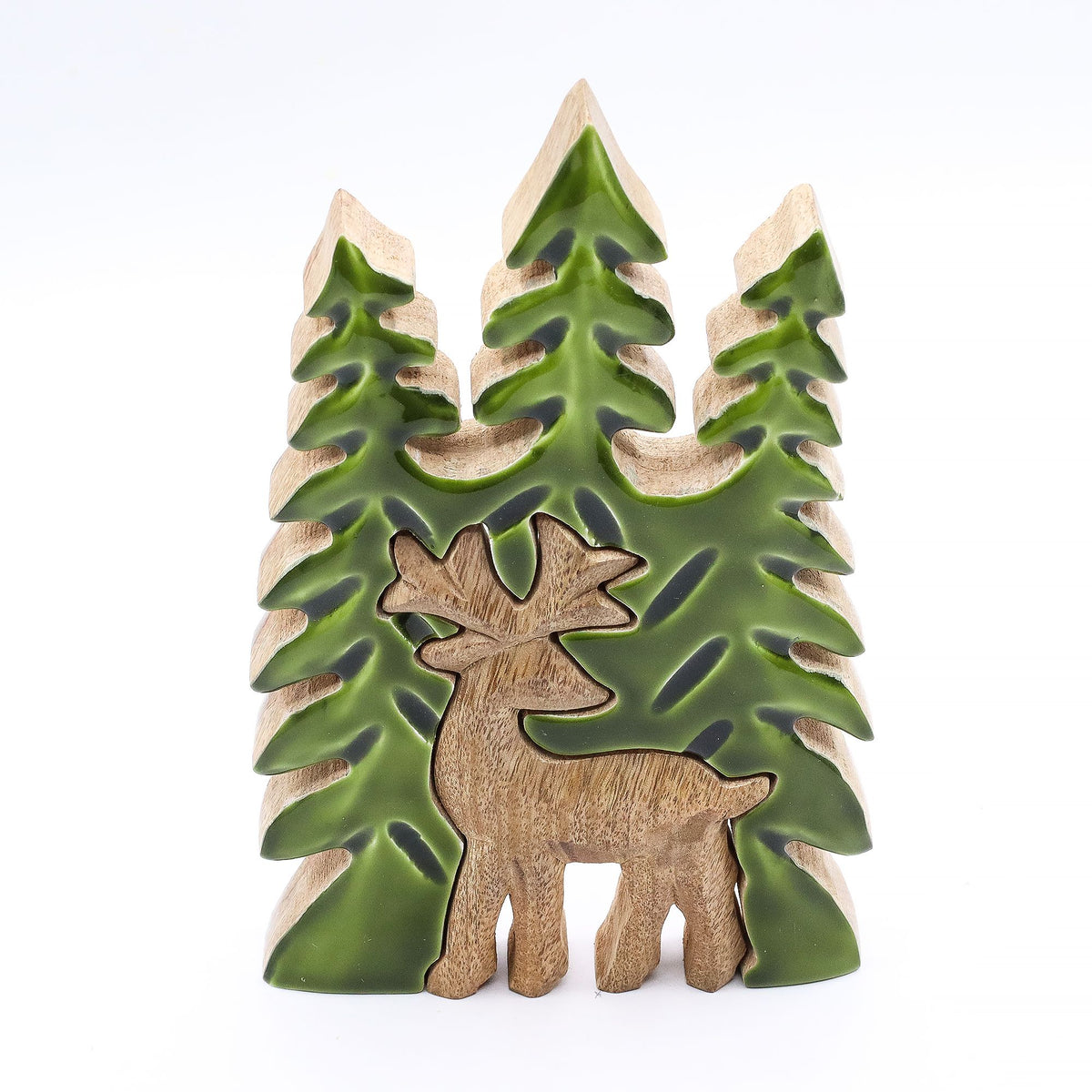 Mango Houten Bosdecoratie met Hert – 25 cm