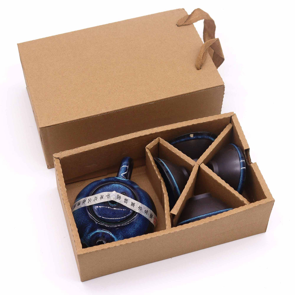 Keramische Theeset Deep Blue – Theepot & 4 Kopjes