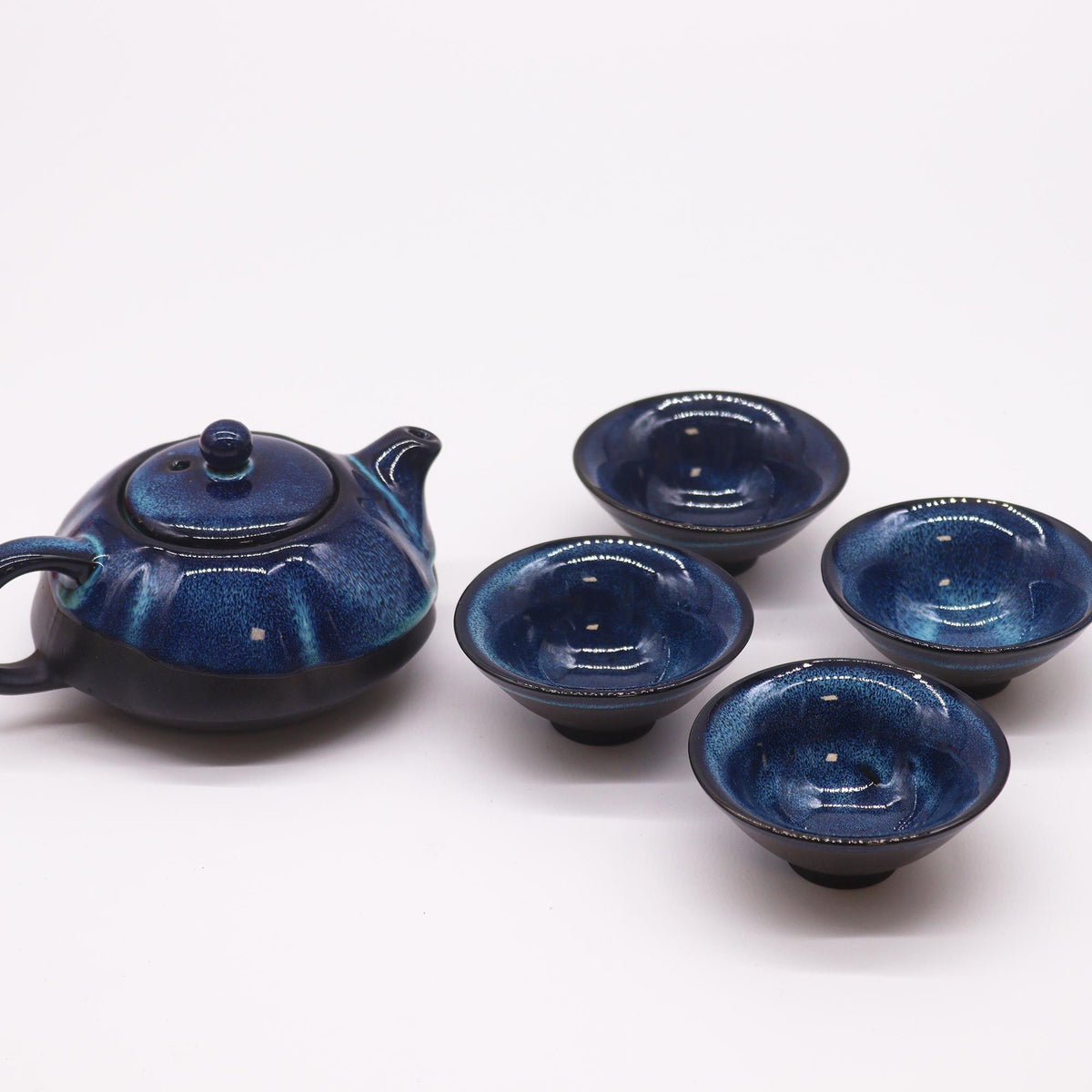 Keramische Theeset Deep Blue – Theepot & 4 Kopjes