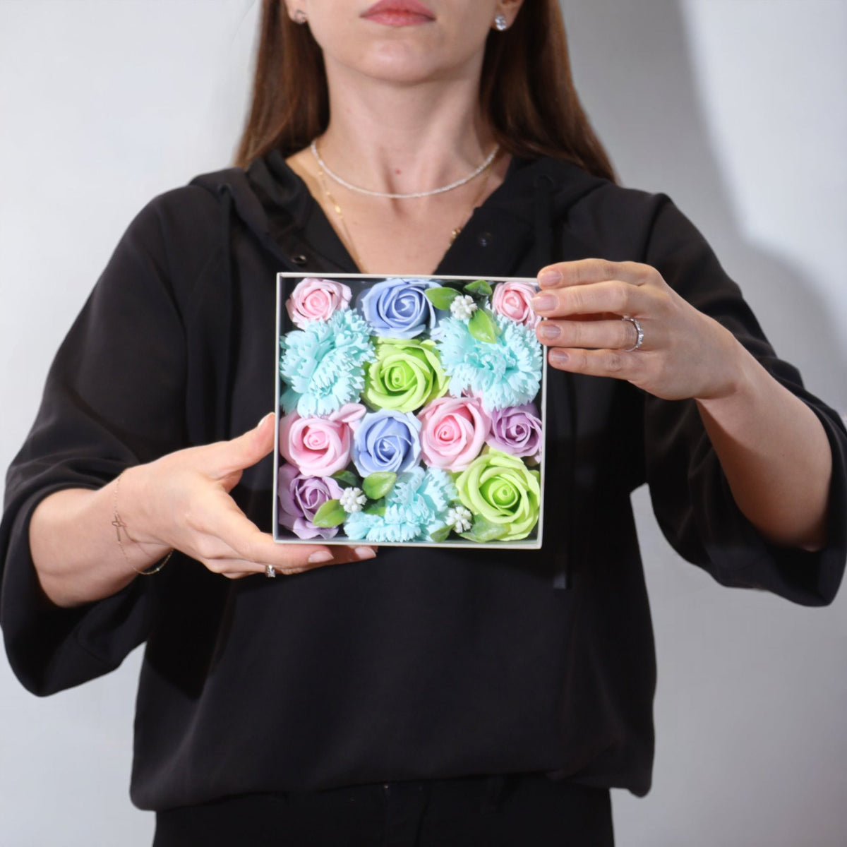 Baby Blessings – Blauwe Zeepbloemen in Geschenkdoos