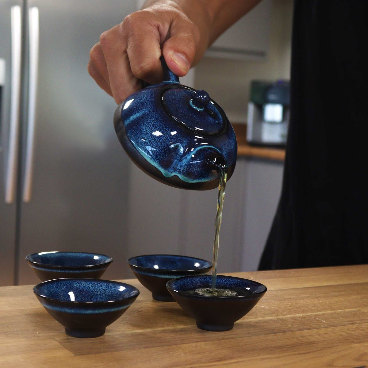Keramische Theeset Deep Blue – Theepot & 4 Kopjes
