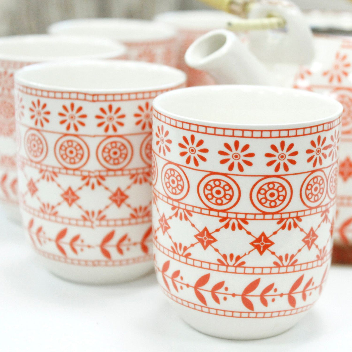 Keramische Theeset Amber – Theepot & 6 Kopjes