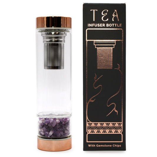 Glazen Thee Infuserfles met Natuursteen – Amethist