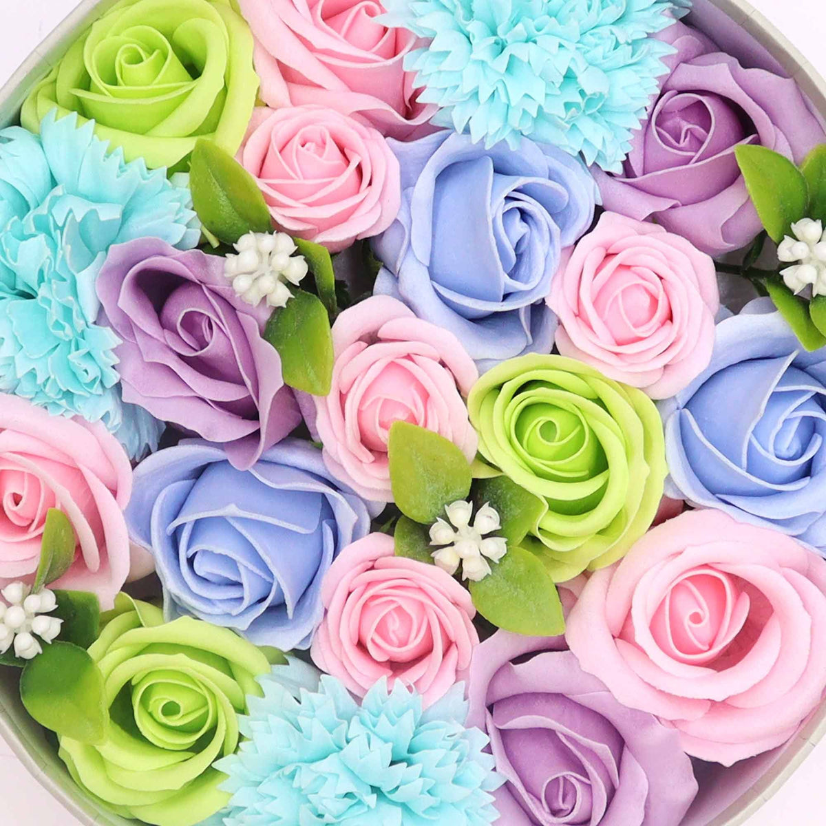 Baby Blessings – Blauwe Zeepbloemen in Ronde Geschenkdoos