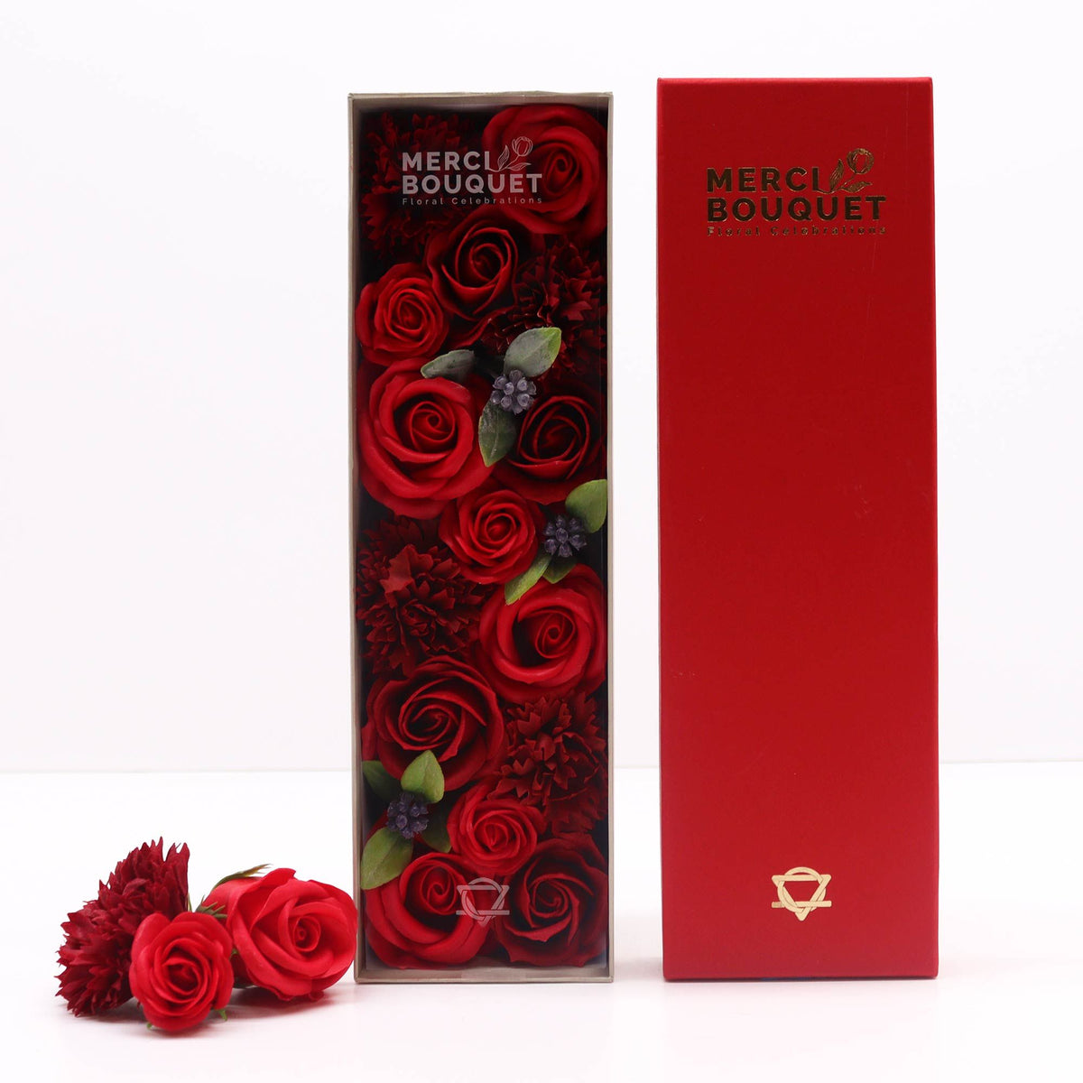 Classic Red Roses – Rode Zeepbloemen in Geschenkdoos – 28 cm
