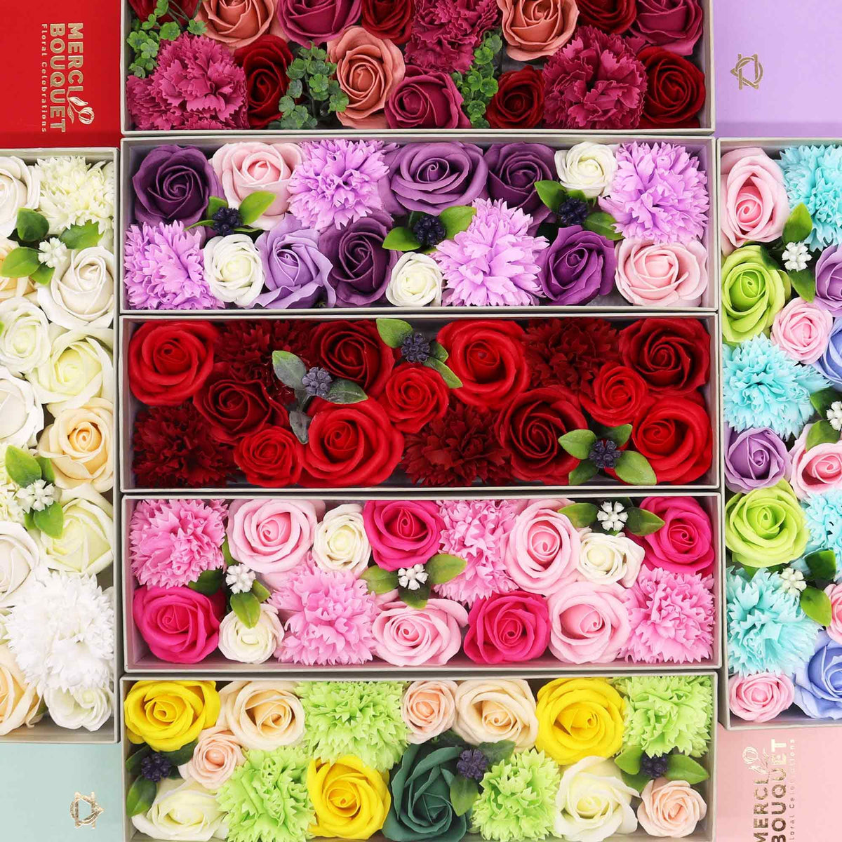 Spring Celebrations – Gele & Groene Zeepbloemen in Geschenkdoos