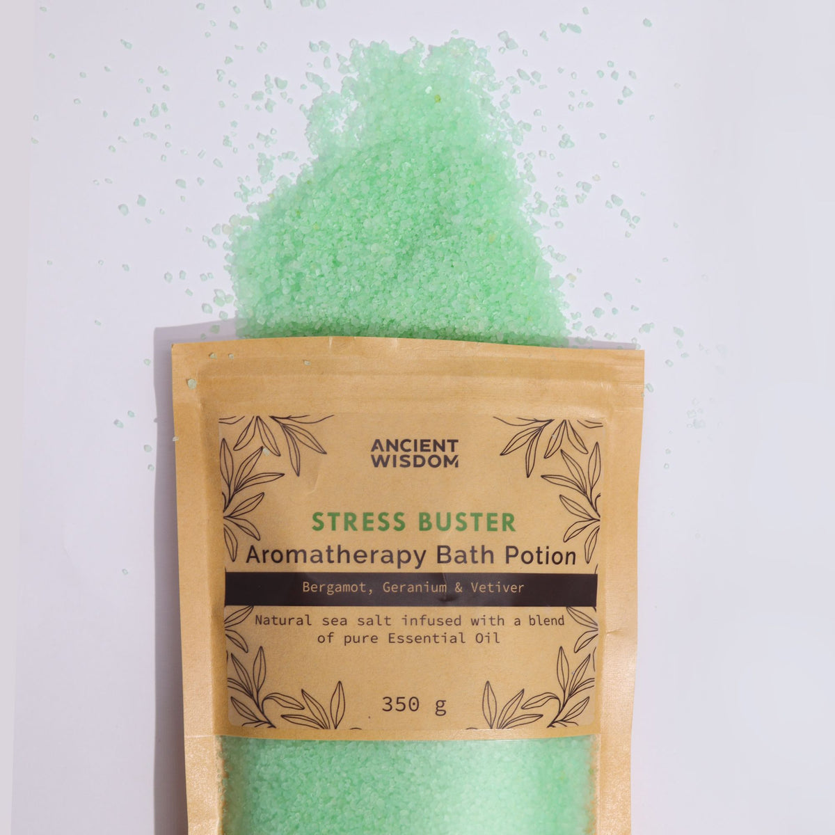 Aromatherapie Badzout Stress Buster – Bergamot, Geranium & Vetiver 350 g