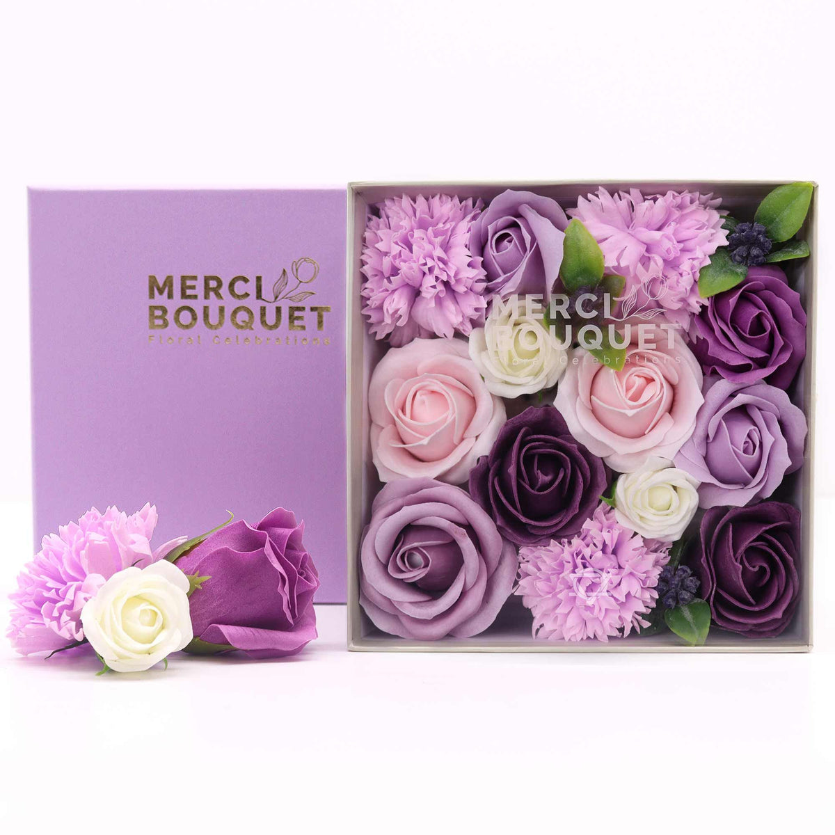 Lavender Rose & Carnation – Lavendelkleurige Zeepbloemen