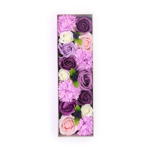 Lavender Rose & Carnation – Lavendelkleurige Zeepbloemen – 28 cm