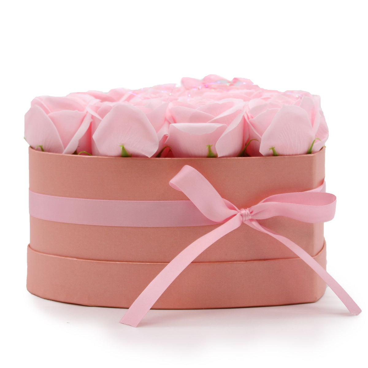 Zeepbloemen Geschenkboeket – 13 Roze Rozen in Hartvorm