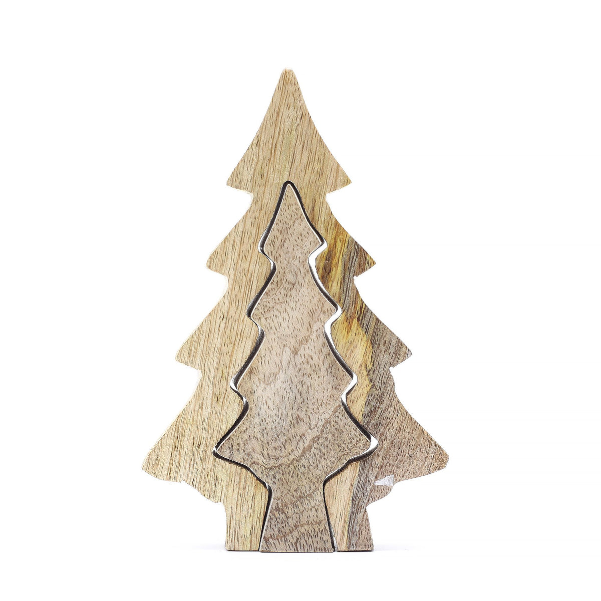 Mango Houten Kerstboom met Groen Emaille – 15 cm