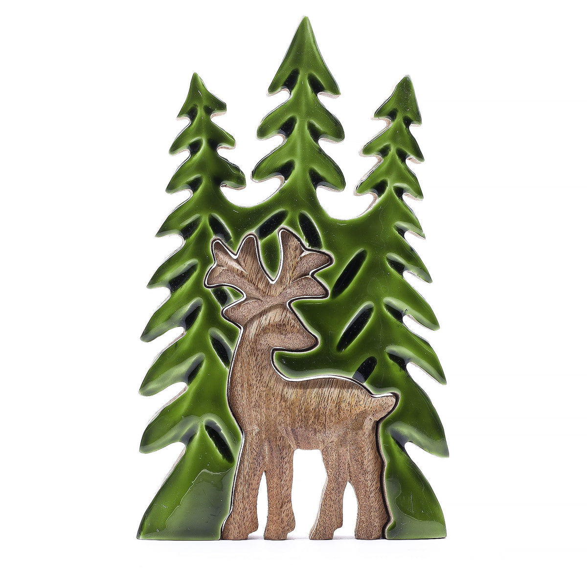 Mango Houten Bosdecoratie met Hert – 25 cm