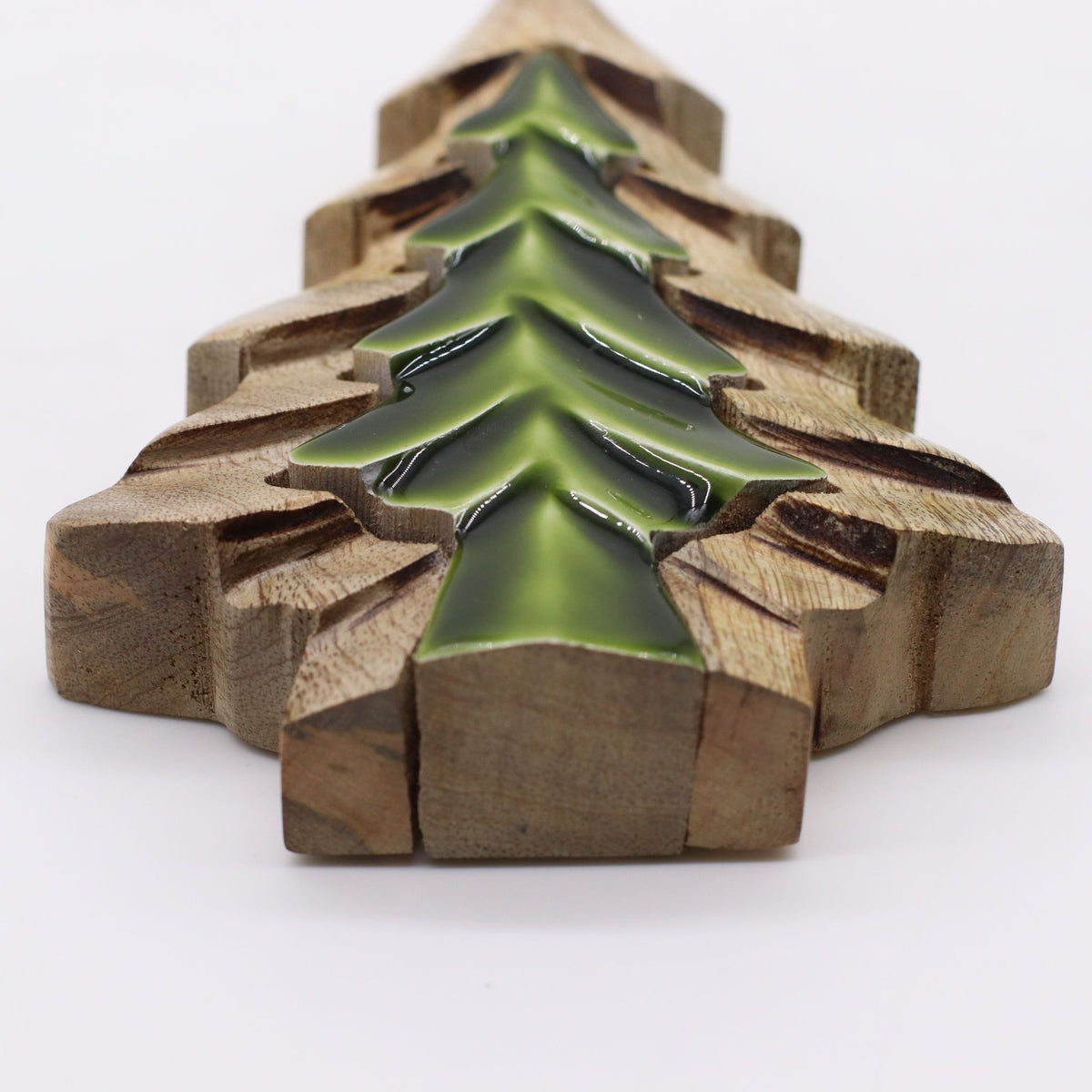 Mango Houten Kerstboom met Groen Emaille – 15 cm